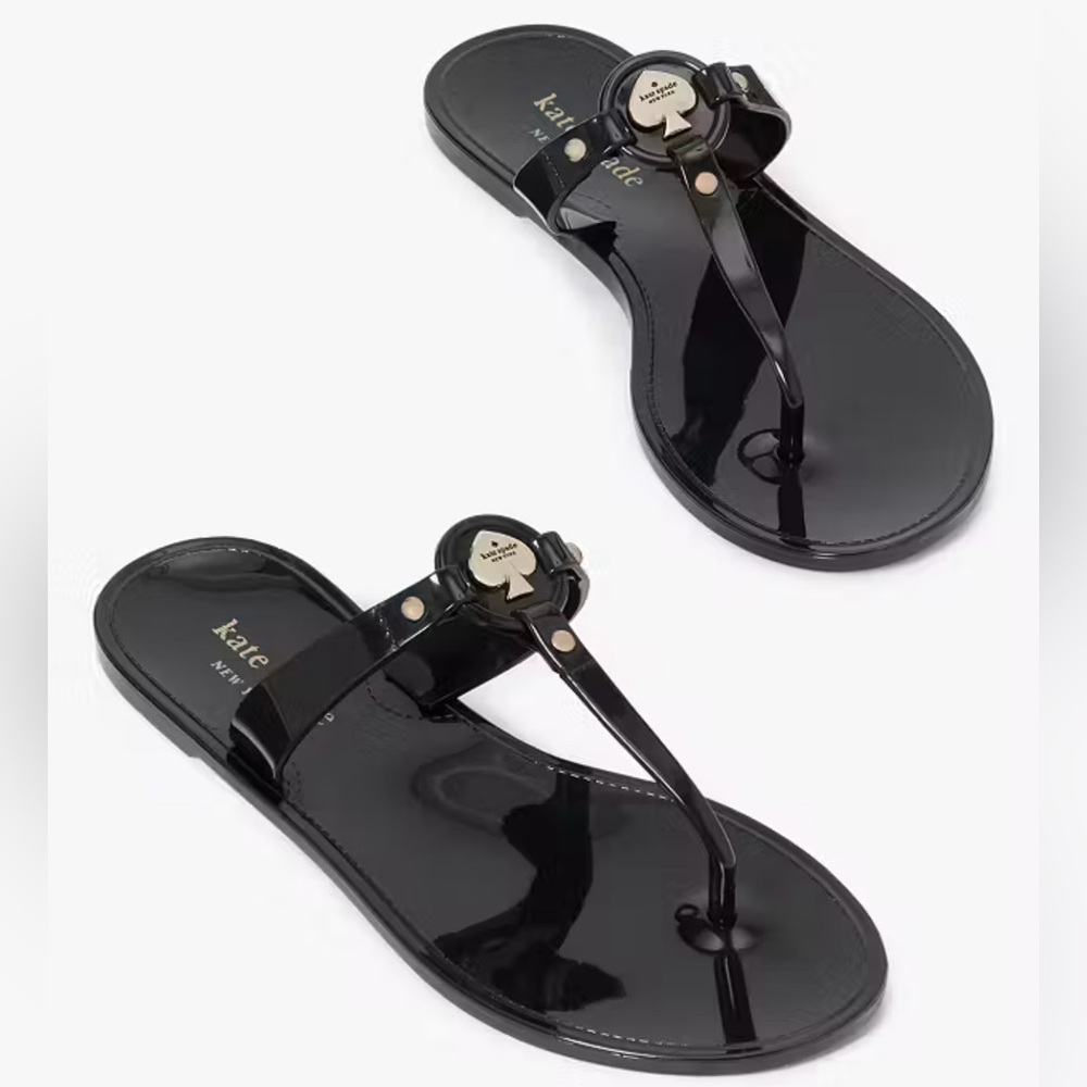 KATE SPADE Kendall T-Strap Jelly Sandal Black Size 8 Women’s